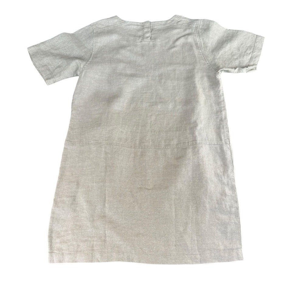 Eileen Fisher‎ Petite Silver Metallic Organic Linen Shift Dress PM PM/PM S18TGW - Picture 8 of 8